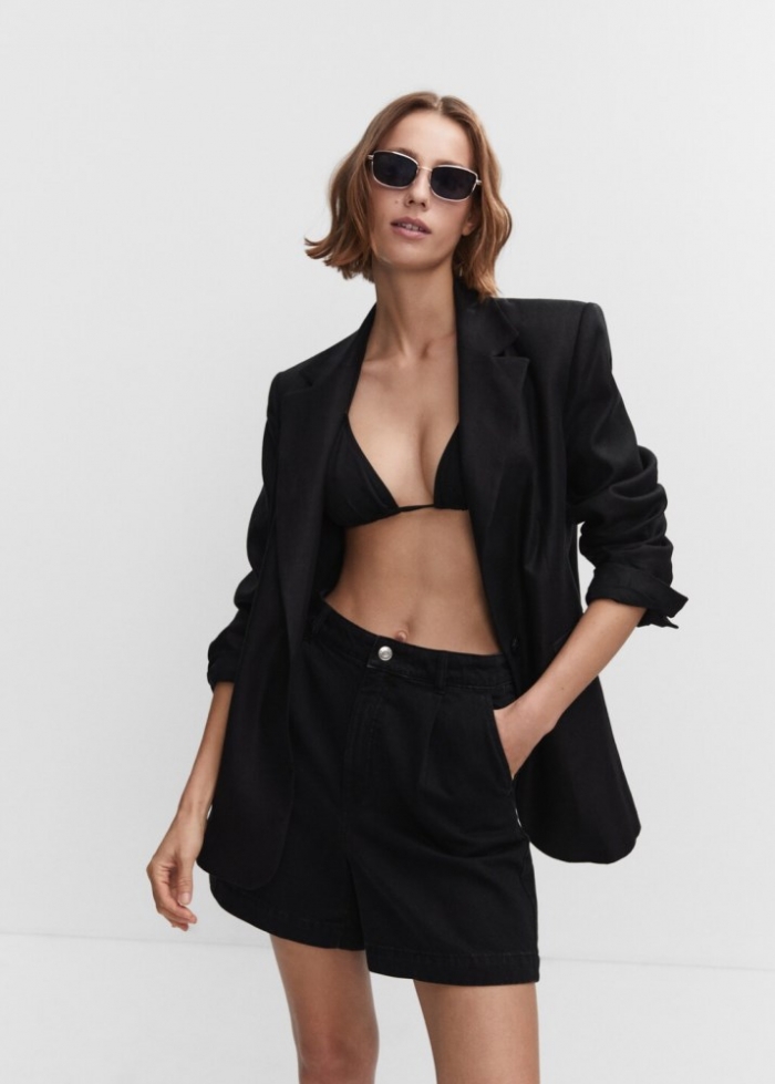 Mango Shorts vaqueros slouchy - Denim negro