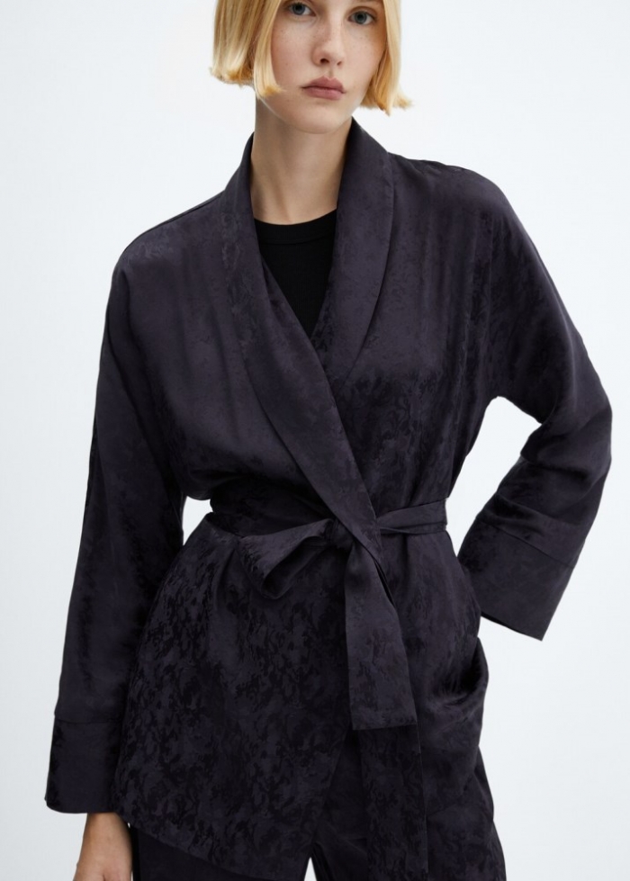 Mango Caftán jacquard - Azul noche