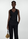 Mango Chaleco traje lino - Negro