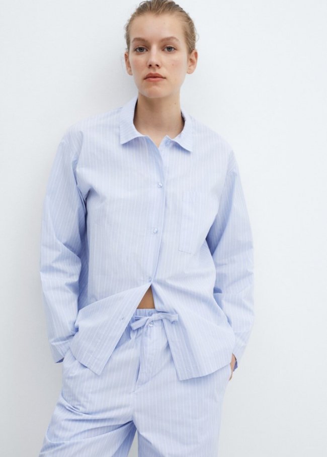 Mango Pijama dos piezas algodón - Azul
