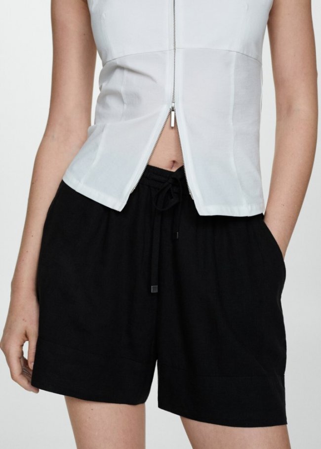 Mango Shorts fluidos lazo - Negro