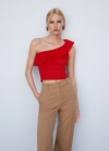 Mango Top volante asimétrico - Rojo