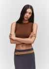 Mango Top crop cuello halter - Marrón