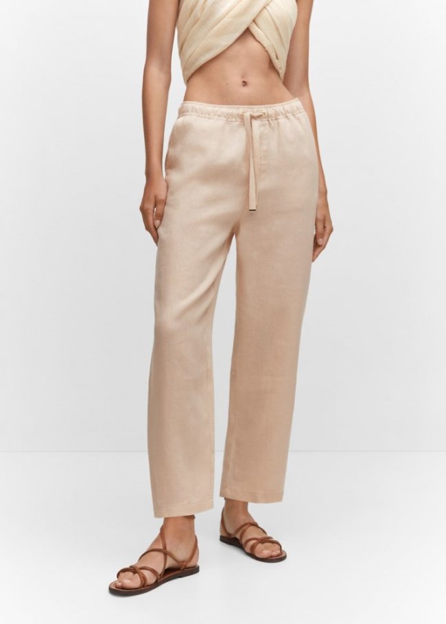 Mango Pantalón 100% lino - Gris claro/pastel