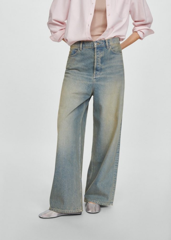 Mango Jeans wideleg loose tiro bajo - Azul oscuro vintage