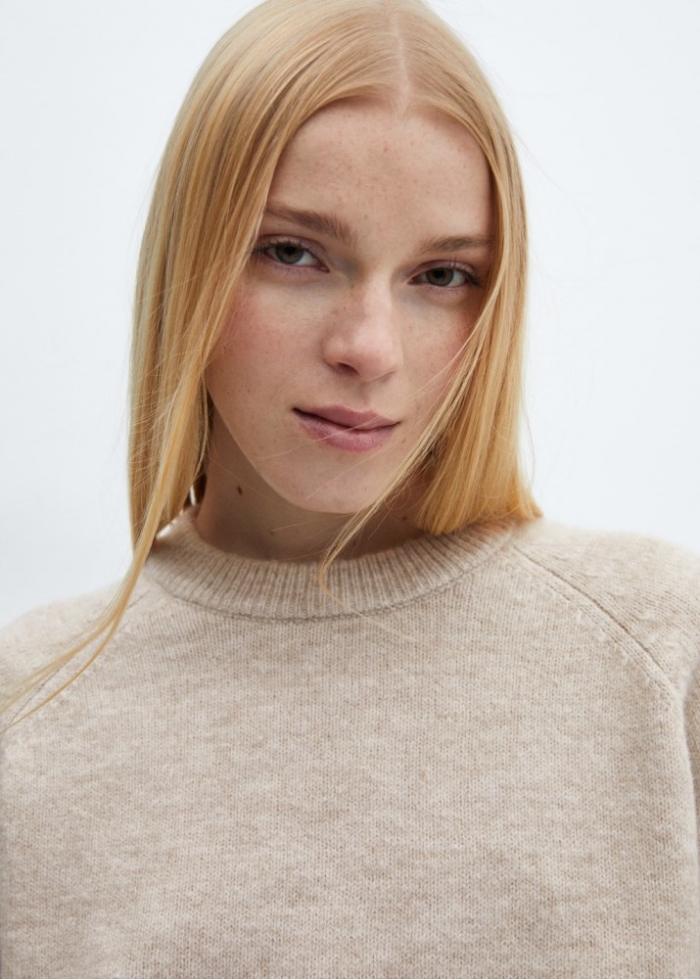 Mango Jersey punto cuello redondo - Beige