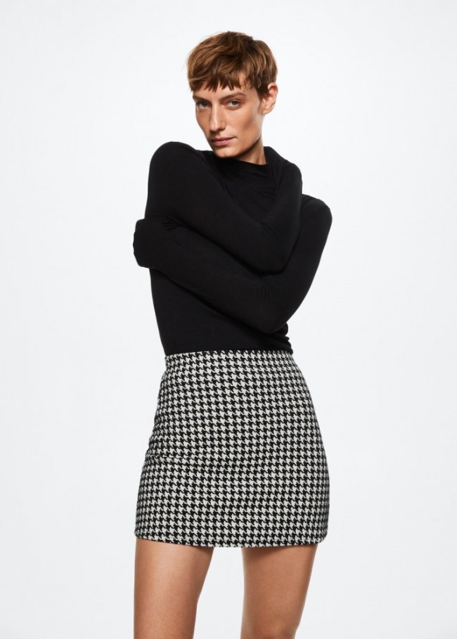 Mango Camiseta manga larga cuello alto - Negro