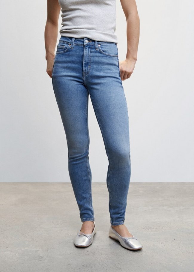 Mango Jeans skinny tiro alto - Azul medio