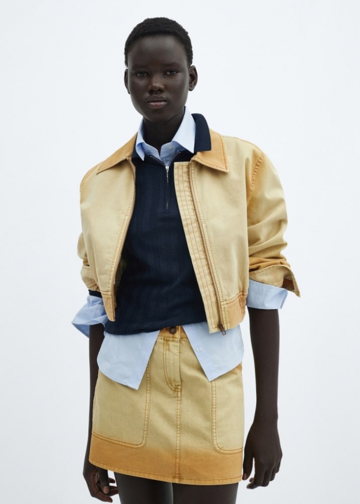 Mango Chaqueta bomber efecto desgastado - Marrón medio