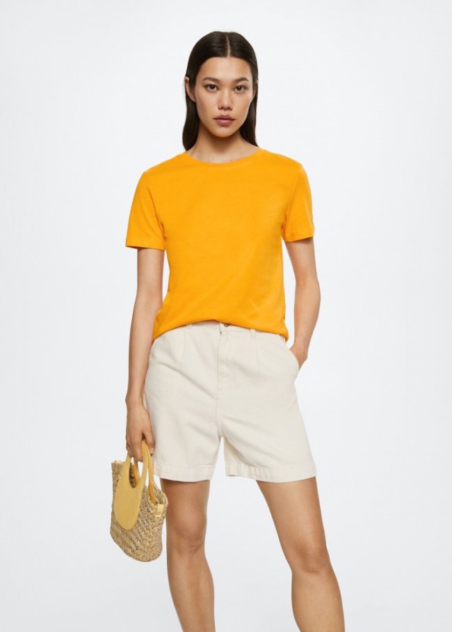 Mango Camiseta 100% algodón - Naranja