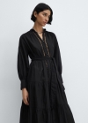 Mango Vestido camisero detalles calados - Negro
