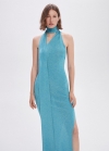 Mango Vestido asimétrico lúrex - Azul