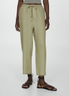 Mango Pantalón 100% lino - Verde