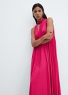 Mango Vestido midi plisado - Fucsia