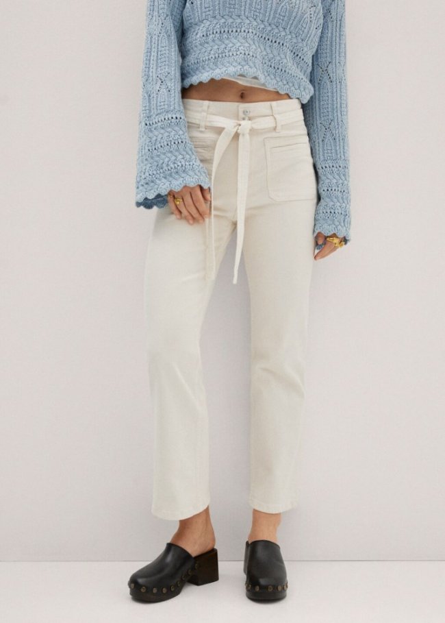 Mango Jeans rectos detalle lazo - Crudo