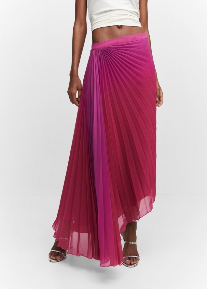 Mango Falda plisada asimétrica - Fucsia