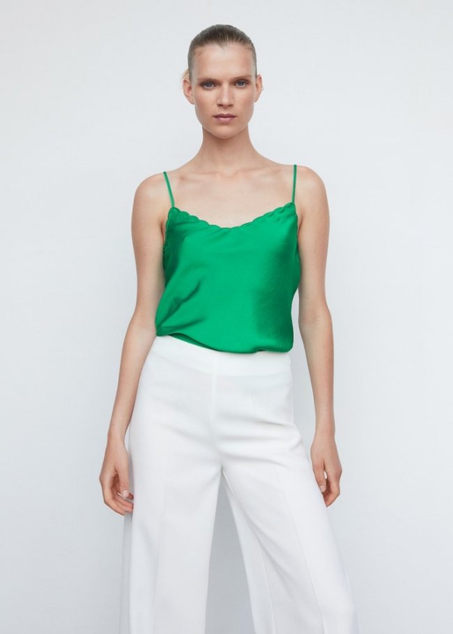 Mango Top lencero satinado - Verde