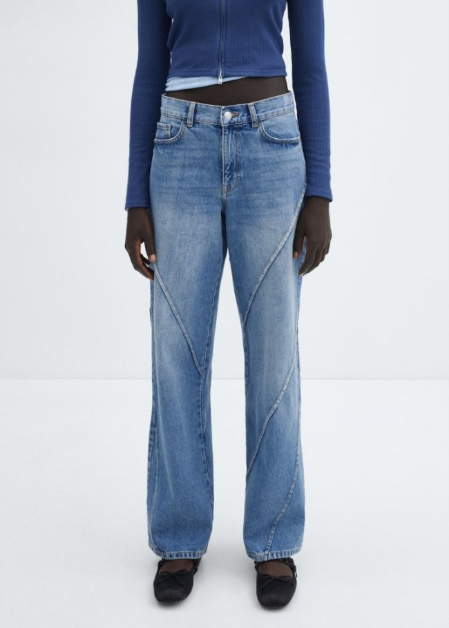 Mango Jeans wideleg costuras decorativas - Azul medio