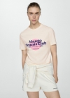 Mango Camiseta 100% algodón mensaje estampado - Crudo