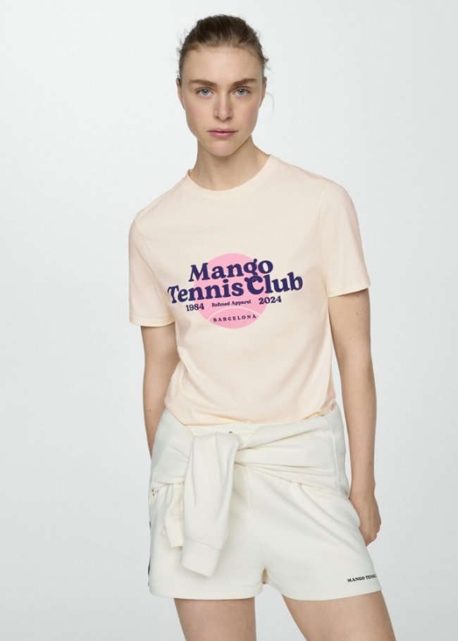 Mango Camiseta 100% algodón mensaje estampado - Crudo