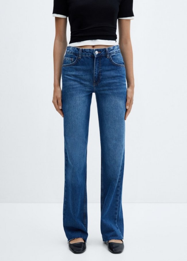 Mango Jeans wideleg tiro medio - Azul oscuro