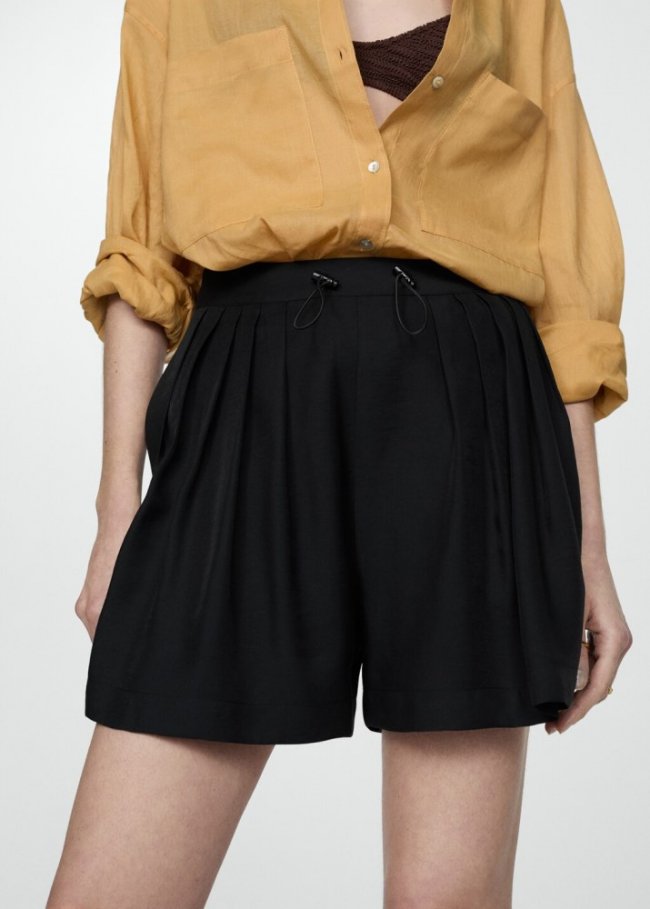 Mango Shorts tablas cintura ajustable - Negro