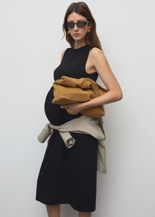 Mango Vestido punto nudo - Negro