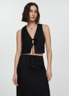 Mango Chaleco cierre lazos - Negro