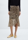 Mango Falda leopardo detalle fruncido - Negro