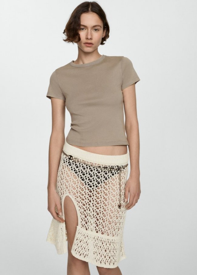 Mango Camiseta 100% algodón - Beige