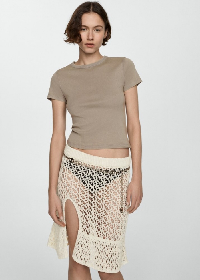 Mango Camiseta 100% algodón - Beige