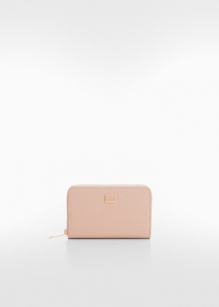 Mango Billetera efecto safiano - Rosa claro
