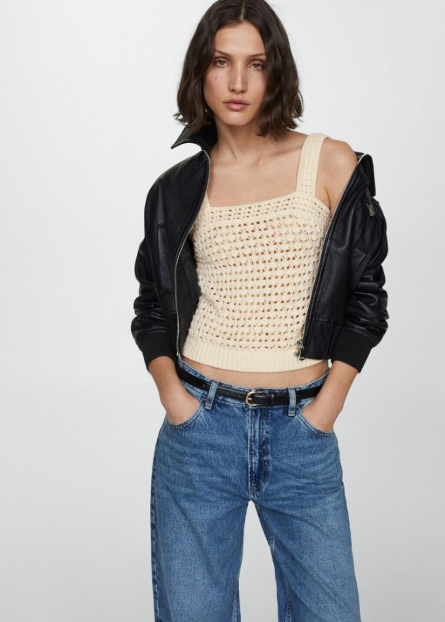 Mango Top crochet tirantes - Crudo