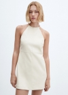 Mango Vestido halter efecto piel - Crudo