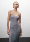Mango Vestido lúrex espalda abierta - Plata