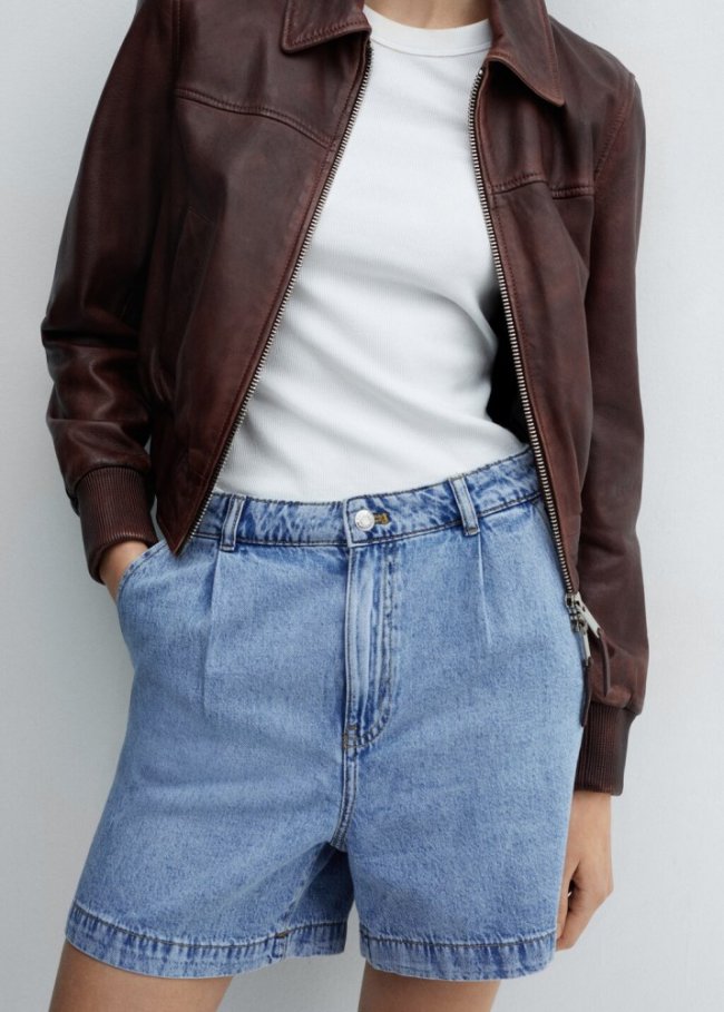 Mango Shorts vaqueros slouchy - Azul medio