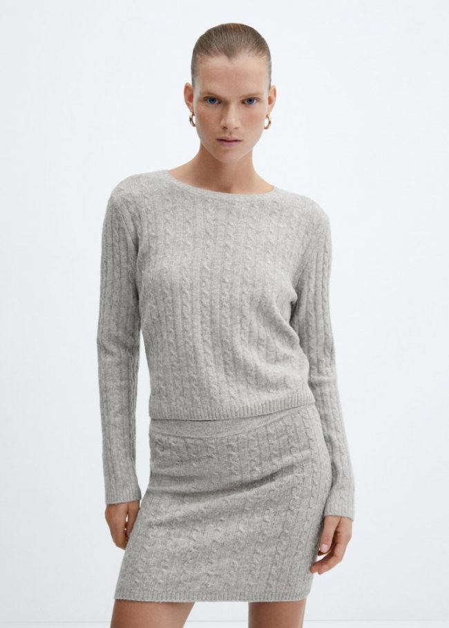 Mango Jersey punto ochos - Gris claro vigoré