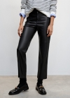 Mango Pantalón recto efecto piel - Negro