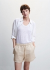 Mango Shorts lino cordón - Gris claro/pastel
