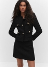 Mango Chaqueta tweed bolsillos - Negro