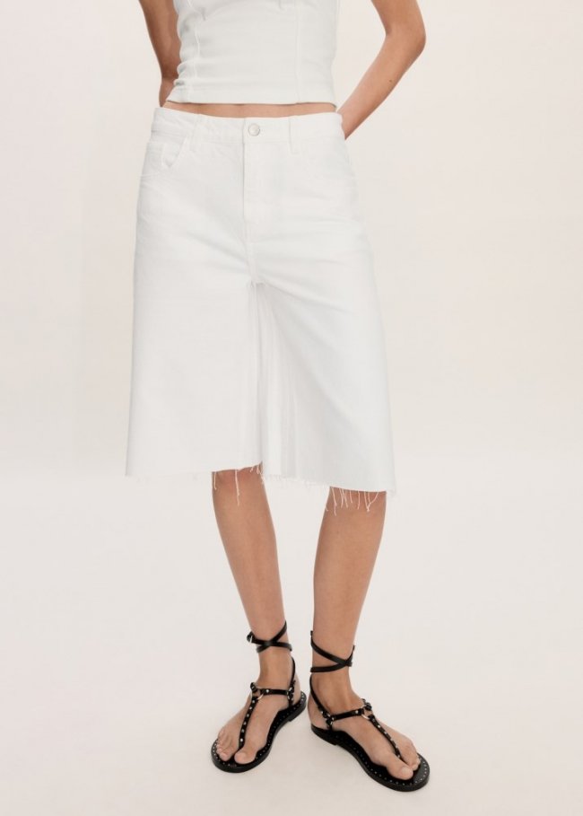 Mango Bermudas vaqueras oversize - Blanco
