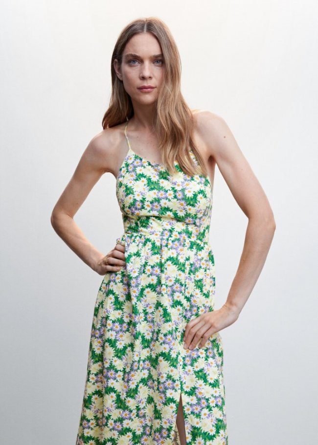 Mango Vestido estampado flores - Verde