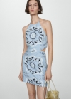 Mango Vestido estampado aberturas - Azul