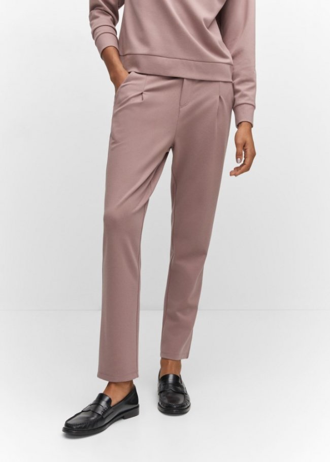 Mango Pantalón jogger bolsillos - Morado claro/pastel