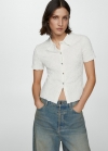 Mango Camiseta algodón textura - Vainilla