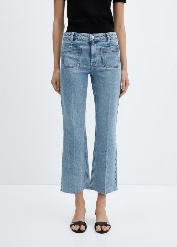 Mango Jeans flare crop bolsillos - Azul medio