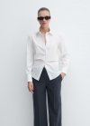 Mango Camisa regular mezcla algodón lyocell - Blanco roto
