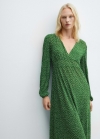 Mango Vestido midi topos - Verde