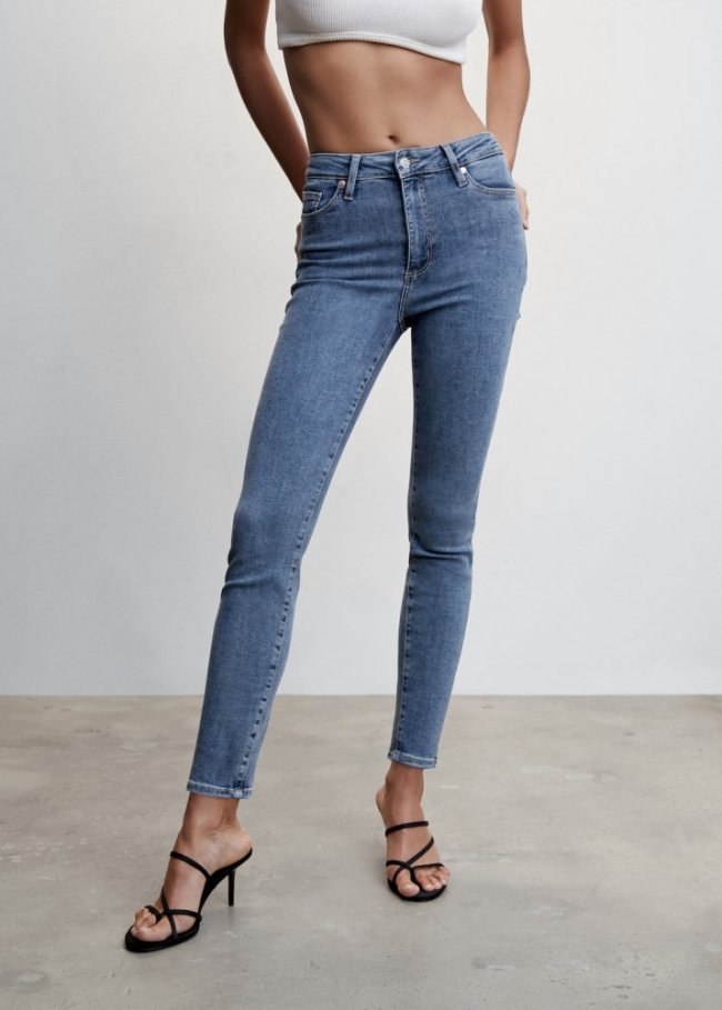 Mango Jeans skinny tiro alto - Azul medio