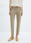 Mango Pantalón crop botones - Beige